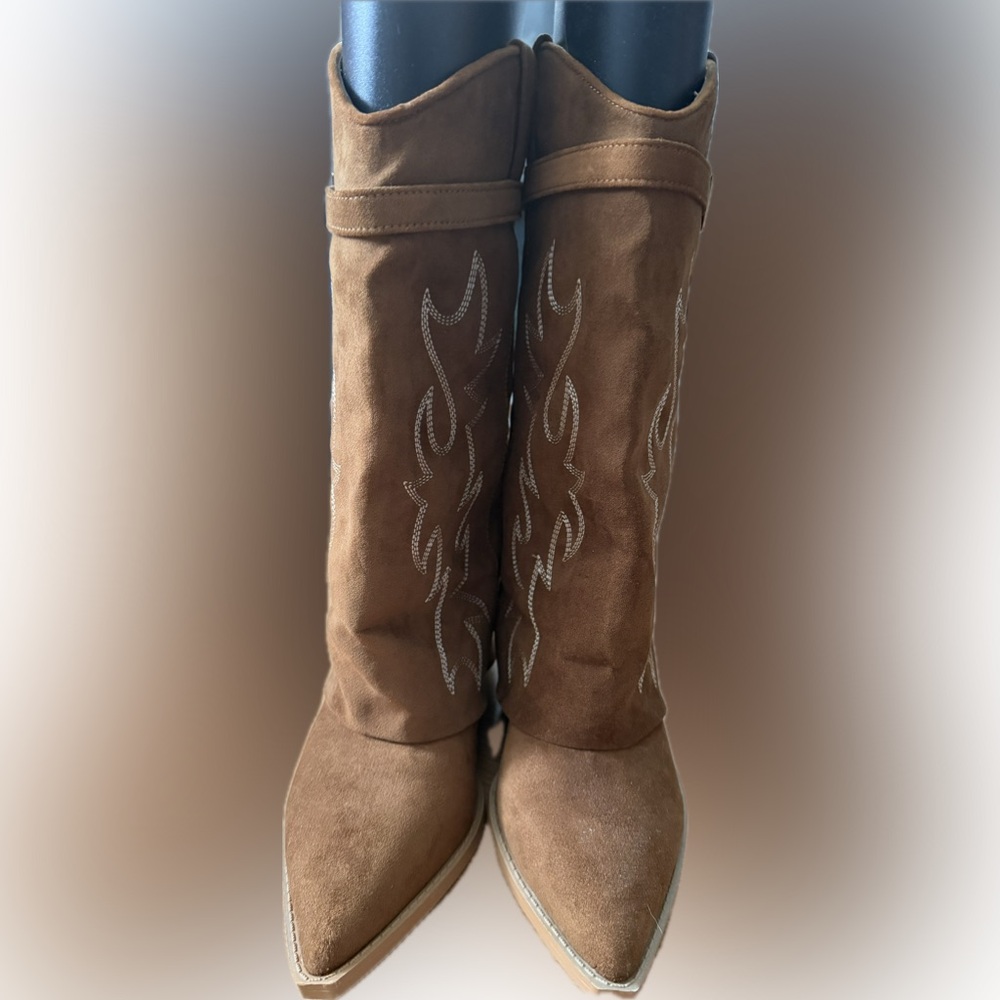 Madden Girl Tan Suede Heeled Boots